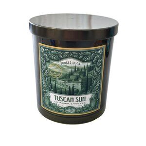 Leoben Company Scented Candle 9oz Tuscan Sun Green Glass Jar Lead Free Wicks